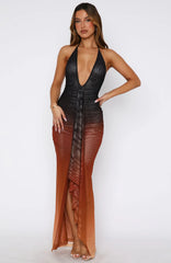 Drama Halter Maxi Dress Desert Dusk