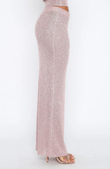 Star Shining Sequin Knit Maxi Skirt Pink