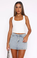 Don't Leave Me Denim Skort Light Blue Wash