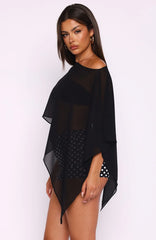 Feeling The Vibe Poncho Top Black