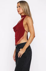 Eyes For You Halter Top Dark Red