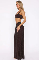 Secret Kisses Embellished Maxi Skirt Chocolate