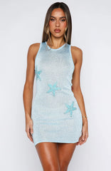 Sweet Mist Sequin Knit Mini Dress Baby Blue