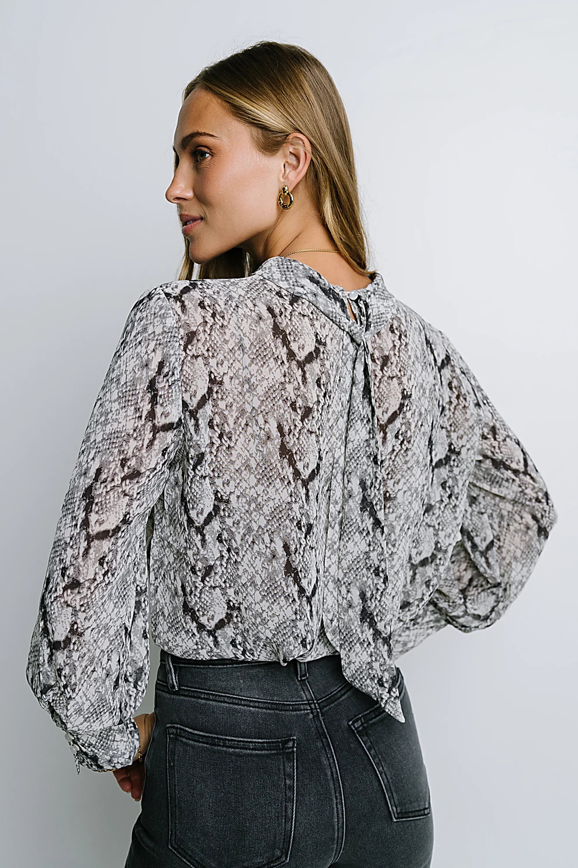 Camille Sheer Blouse in Snake