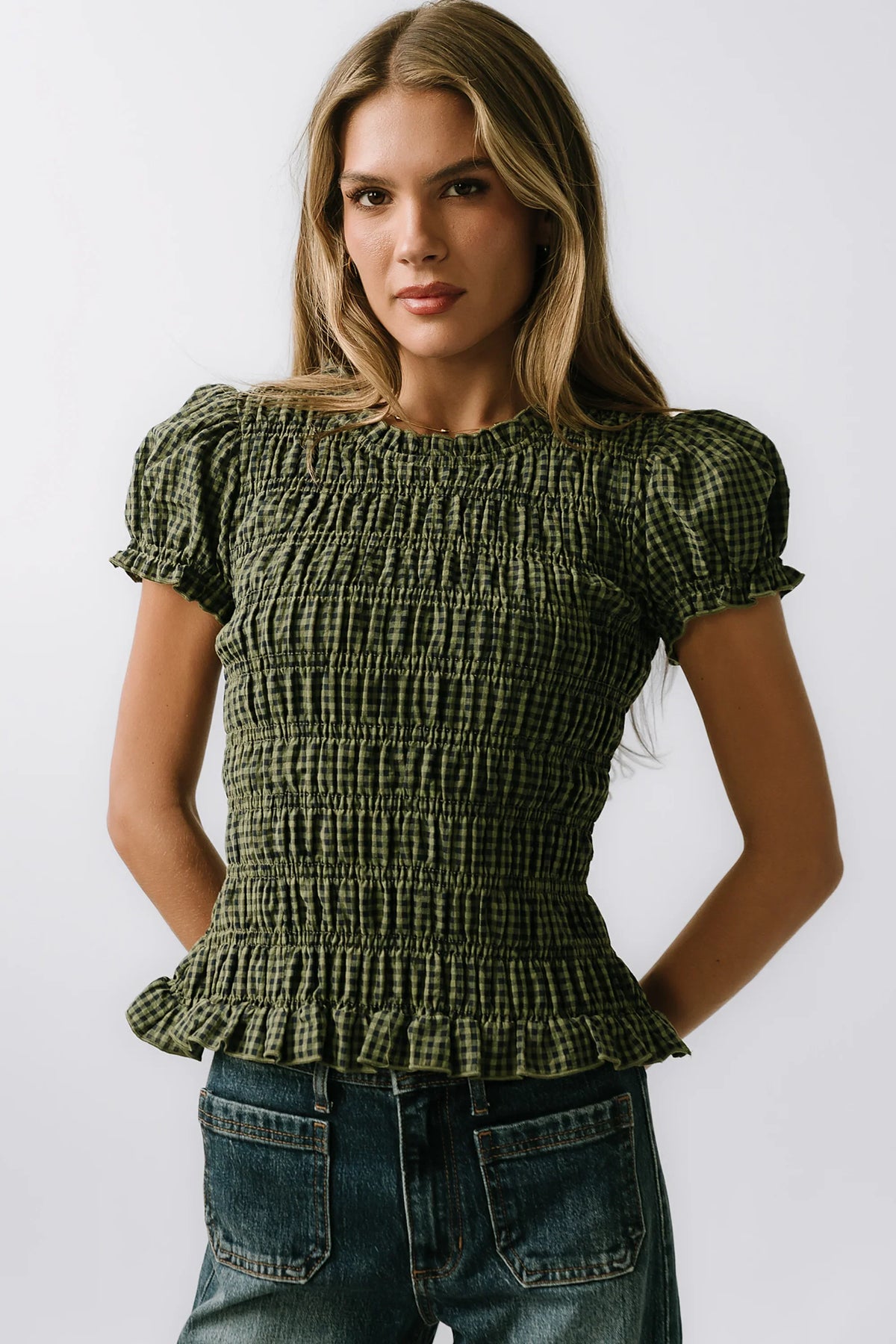 Ruth Smocked Top in Green