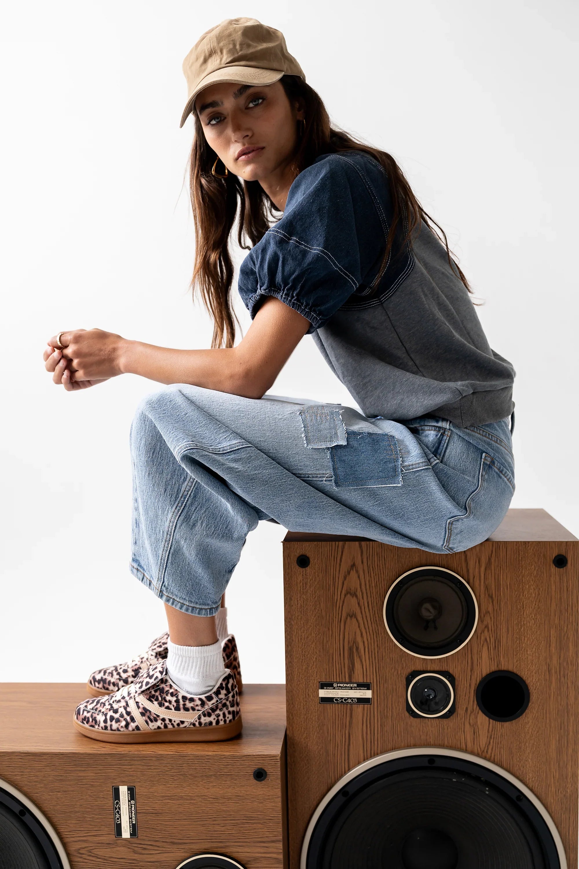 Rory Contrast Top in Denim