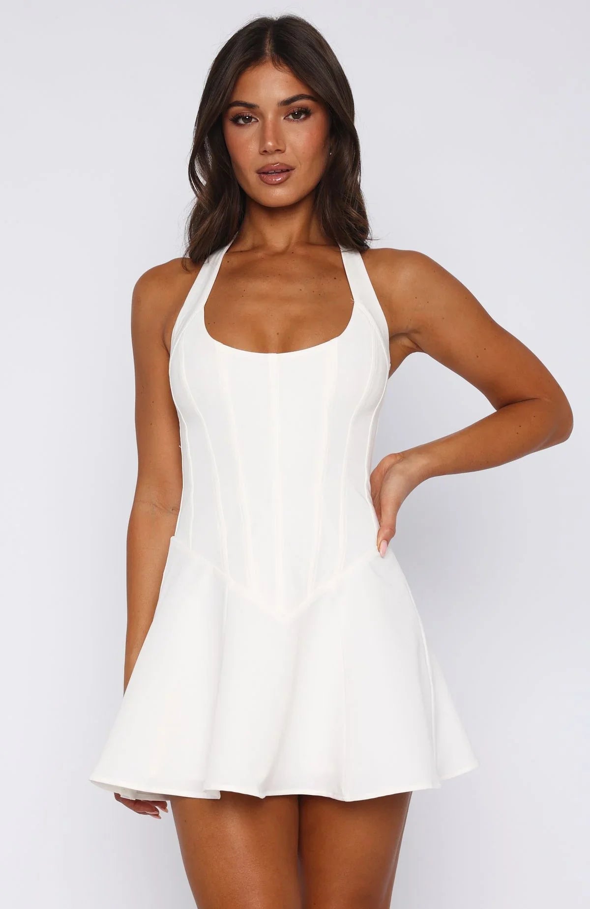 We Belong Halter Mini Dress White