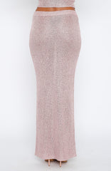 Star Shining Sequin Knit Maxi Skirt Pink