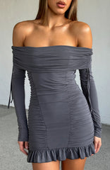 Diva Code Mini Dress Charcoal