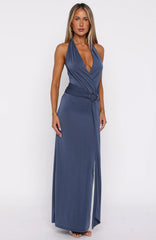 Too Hot For You Halter Maxi Dress Steel