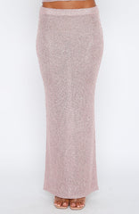 Star Shining Sequin Knit Maxi Skirt Pink